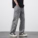 Men's Clothing Loose Straight Personalized Laser Burnt Flower Jeans Street Loose Straight Casual Trousers_mkmklike.com