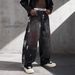 Men's Loose Straight Leg Jeans With Starry Galaxy Wash & Hand-Painted Details - Trendy Streetwear Style_mkmklike.com