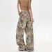 Women's Casual Loose Wide Leg Jeans Camouflage Tree Branch Embroidery European American Style Cross Border Foreign Trade Curved Trousers_mkmklike.com