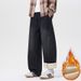 Fleece Silk Casual Pants Men's Pleated Imitation Jeans Men's Fleece Pants Men's Pants Men's_mkmklike.com