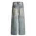 Post-apocalyptic Dirty Ripped Jeans Men's Loose Niche Spray Painted Distressed Washed Casual Straight Pants High Street_mkmklike.com