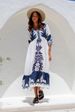 Women's clothing printed drawstring dress five-point sleeves fashionable loose casual _mkmklike.com
