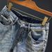 Men's Clothing Men's Trendy Distressed Denim Shorts Casual Versatile Loose Fitting Summer Thin Five Point Ripped Details With Rolled Up Hem_mkmklike.com