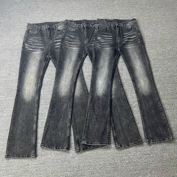 Men's Clothing Texture High Street Style Washed Straight Jeans Retro Vibe Flared Jeans_mkmklike.com