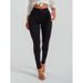 Women's Fleece Lined Skinny Jeans mid Rise Slim Fit Stretch Black Spring Autumn New Style_mkmklike.com