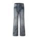Men's Clothing Retro Washed Distressed Jeans For Men Trendy Loose Casual Straight Trousers Slim Flared_mkmklike.com