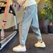 Men's Trendy Harem Jeans Loose Fit Tapered Knee Cropped Casual Pants American High Street Style Versatile Cool Washed_mkmklike.com