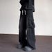 American High Street Vintage Washed Wide Leg Jeans, Men's Loose Straight Cargo Pocket Trendy Casual Denim Pants_mkmklike.com