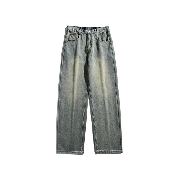 Men's Fleece-Lined Vintage Jeans – High Street Loose Fit Straight Leg Pants With Slight Flare For Winter_mkmklike.com