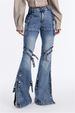 Women's Clothing Women's Slim Fit Distressed Cargo Jeans Lace Up Details High Street Style Spring Flattering Slightly Flared Denim_mkmklike.com