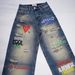 Men's & Women's American Streetwear Digital Print Jeans - Loose Fit Hip-Hop Straight Leg Casual Trousers_mkmklike.com