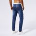 Men's Slim Fit Ripped Jeans Classic Blue Distressed Denim Pants With Tapered Leg_mkmklike.com
