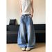 Summer American Graffiti Wide Leg Jeans High Waisted Slimming Loose Straight Leg Pants Unique Style New Design for Men_mkmklike.com