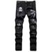 Men's High Street Style Slim Straight Leg Jeans Heavy Duty Embroidered Distressed Patched European American Cross Border Design_mkmklike.com