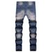 Men's Distressed Denim Jeans – Straight Fit Ripped Cotton Pants For Streetwear (Sizes 28-40, Blue)_mkmklike.com