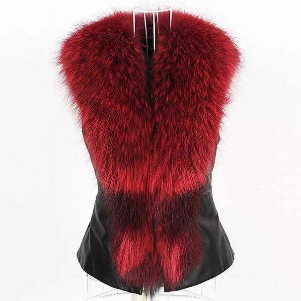 Women's Clothing Adult Vest Fox Fur Collar Pu Vest_mkmklike.com