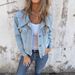 Women's Cropped Denim Jacket – Lightweight, Button-Up Collar, Stylish Pockets For Spring & Summer_mkmklike.com