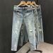 Men's Trendy Ripped Skinny Jeans Summer Korean Style Slim Fit Cropped Light Color Stretch Washed Denim_mkmklike.com