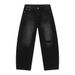 Men's Distressed Streetwear Jeans – Raw Hem Relaxed Fit Vintage Washed Denim Pants With Knee Slits & Bleach Splatter (S-XL, Mid-Rise, Zip Fly)_mkmklike.com