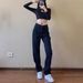 Black Slim-fit Straight-leg Jeans For Women, 2025 Spring New Style, High-waisted, Trendy, Loose Wide-leg, Elegant_mkmklike.com