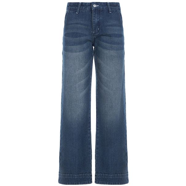 Fashion Washed Buttons Jeans For Women Loose Low Rise Basic Trousers Chic Style Pockets Straight Leg Denim Pants New_mkmklike.com