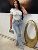European And American Women's Double Waistband Fashionable Multi-pocket Denim Trousers_mkmklike.com