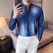 Pulse Foreign Trade Cross-Border Retro Style European And American Simple Trendy Long Sleeve Denim Men's Plus Size Stand_mkmklike.com