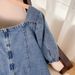 Women's Clothing 120/300 Catties Plus Size Women's Square Neck Back Zipper Denim Dress Overseas Fat People Fat Woman Clothes_mkmklike.com