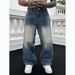 Men's High Street Vintage Jeans - Loose Fit Straight Leg Casual Pants For Spring & Fall (Black-Gray, Blue, S-Xxxl)_mkmklike.com