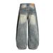 Men's Clothing New High Street Machete Pants Retro Washed Jeans Men And Women Vibe Wide Leg Pants_mkmklike.com
