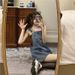 K Retro Denim Shoulder Strap Skirt For Women, Loose And Slimming New Style Dress, Age Reducing Short Skirt_mkmklike.com