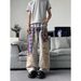 Retro Style Blue 3D Printed Patchwork Jeans Wide Leg Trousers with Curved Blade Design Casual Street Style mid Waist Zipper Fly Cotton_mkmklike.com