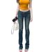 Korean Style Design Retro Distressed Flared Jeans For Women, New Autumn Low Waist Slim Fit Floor-Length Pants Trendy_mkmklike.com