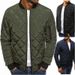 Men's Clothing Diamond Plaid Men's Padded Jacket Stand Collar Short Cotton Coat Menswear_mkmklike.com