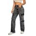 Women's Clothing Women's Stretch Cargo Pants High Waist Straight Leg Denim Jeans With Multiple Pockets For Streetwear Fashion_mkmklike.com