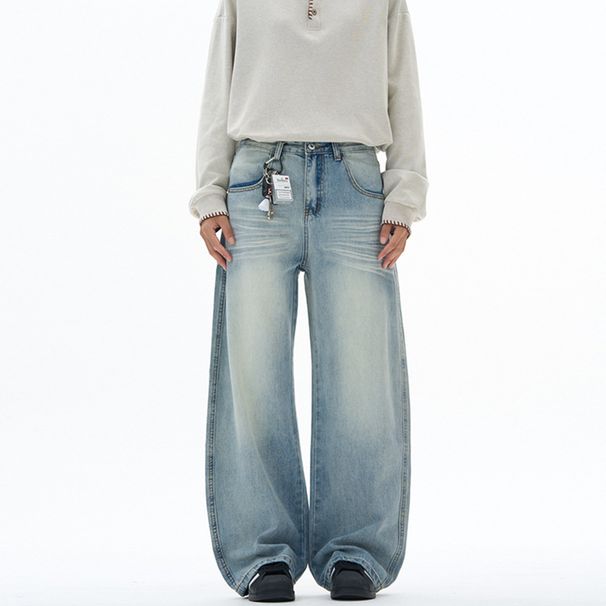 Unisex American Vintage Embroidered Flared Jeans - 70s Retro Wide Leg Bell Bottom Denim Pants With Crescent Embroidery_mkmklike.com