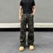 American Retro Multi-pocket Wide-leg Washed Camouflage Tooling Jeans Men's And Women's Niche Casual Loose Straight Trousers_mkmklike.com