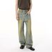 Men's Clothing Niche Personality Design Reverse Wear Distressed Retro Wide Leg Straight Washed Jeans Trend_mkmklike.com