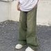 Green Jeans Men's American Retro Washed Autumn Thin Loose Straight Wide-leg Pants Trendy Versatile Long Pants_mkmklike.com