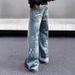 Men's Retro Splatter Paint Jeans – High-Street Drop-Crotch Straight & Flared Pants (S-3XL) | Vintage Washed Cotton, Button Fly_mkmklike.com
