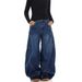 Cross-border European And American Style Women's New Curved Hem Jeans, Embroidered Multi-pocket Cargo Pants, Casual_mkmklike.com