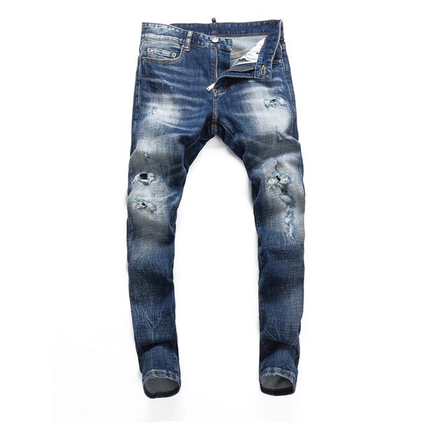 Men's Trendy Ripped Skinny Jeans American Street Style Distressed Washed Vintage Slightly Stretchy Slim Fit Jeans_mkmklike.com