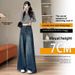 Vintage Blue Wide-leg Jeans Women's Autumn 2026 New High-waisted Loose-fitting Small Man Mopping Floor Big Horn Trousers_mkmklike.com