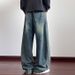 Men's Clothing Men's Retro Streetwear Deconstructed Curved Scimitar Jeans Spring American High Street Style Semi Elastic Waist Long Pants_mkmklike.com