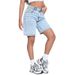 Women's High-Waisted Light Blue Denim Shorts Summer Versatile Basic Style Flattering for All Body Types_mkmklike.com