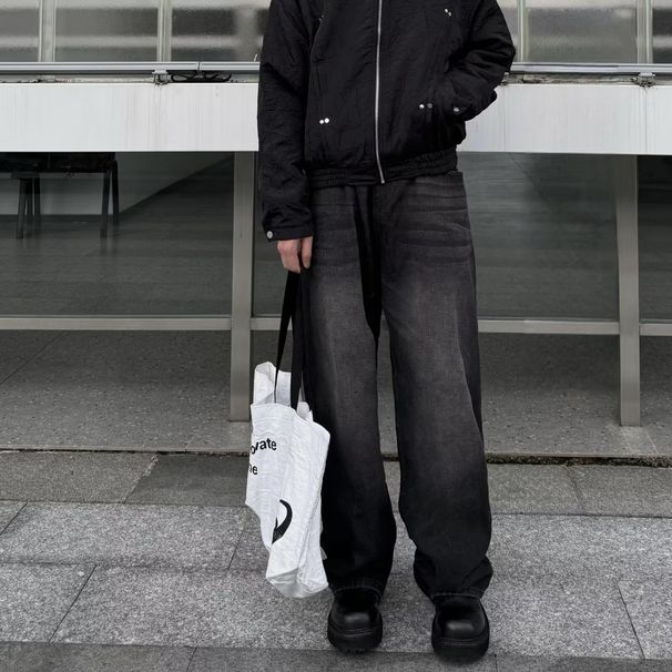 "Unisex Straight-Leg Jeans - Classic Hong Kong Style Denim Pants For Men & Women | Timeless Vintage Wash Options"_mkmklike.com