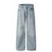 Retro Straight-Leg Jeans – Vintage Washed Denim Pants With Adjustable Drawstring (Blue, S-3xl, Unisex)_mkmklike.com