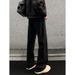American Retro Black Flared Pants For Men, Autumn High Street Cleanfit Loose Wide-leg Straight Slimming Jeans_mkmklike.com