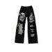 Hong Kong Style Distressed Jeans For Women Summer Straight Wide-Leg Floor-Length Loose Slimming Trendy Pants Ins_mkmklike.com