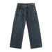 Men's Asymmetrical Pocket Detail Jeans – Raw Hem Straight-Leg Denim Pants With Contrast Stitching & Minimalist Patchwork (S-XL, Mid-Rise, Zip Fly)_mkmklike.com
